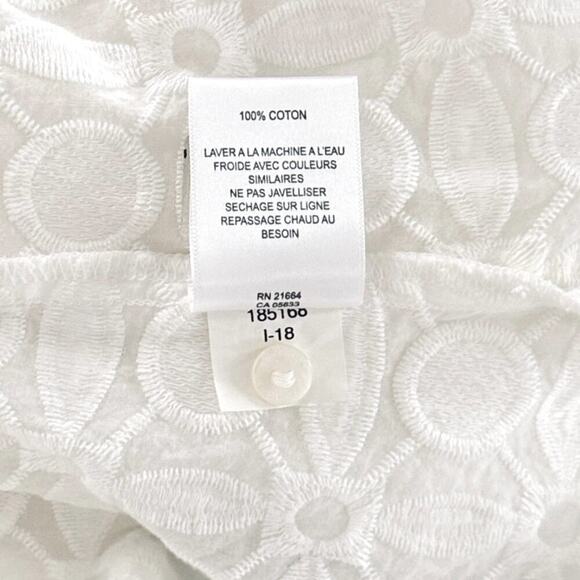 Foxcroft Off White Dani Button Down 3/4 Sleeve Shirt 8 - Picture 8 of 9